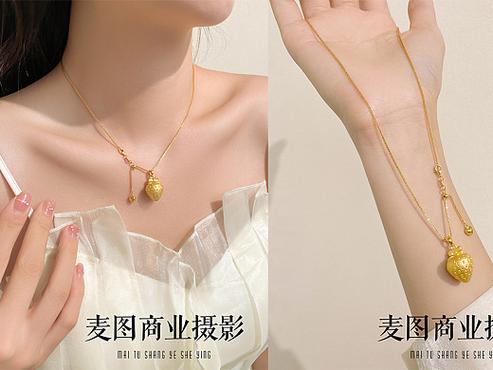 產品攝影 黃金飾品項鏈無頭風模特拍攝 項鏈暖系手機片